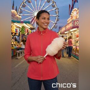 Chico's Red Front Zippered Jacket